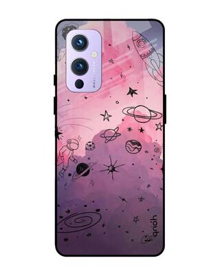 Shop Qrioh OnePlus 9 Space Doodles Glass Case-Front