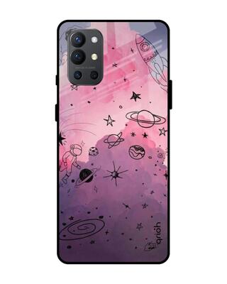Shop Qrioh OnePlus 9R Space Doodles Glass Case-Front