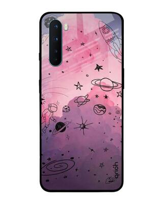 Shop Qrioh Space Doodles Glass Case for OnePlus Nord-Front