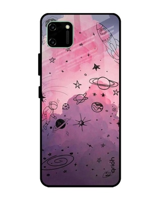 Shop Qrioh Space Doodles Glass Case for Realme C11-Front