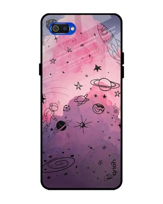 Shop Qrioh Space Doodles Glass Case for Realme C2-Front