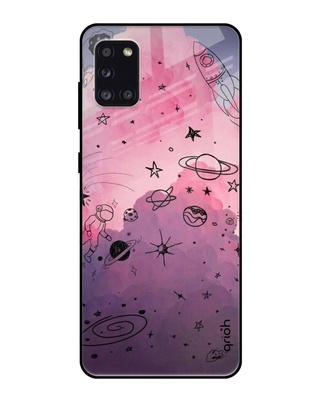 Shop Qrioh Space Doodles Glass Case for Samsung Galaxy A31-Front