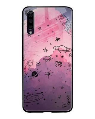 Shop Qrioh Space Doodles Glass Case for Samsung Galaxy A50-Front