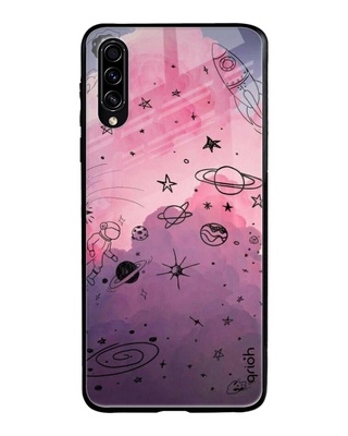 Shop Qrioh Space Doodles Glass Case for Samsung Galaxy A50s-Front