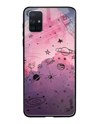 Shop Qrioh Space Doodles Glass Case for Samsung Galaxy A71-Front