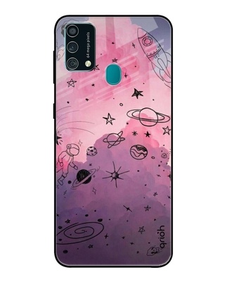 Shop Qrioh Space Doodles Glass Case for Samsung Galaxy F41-Front