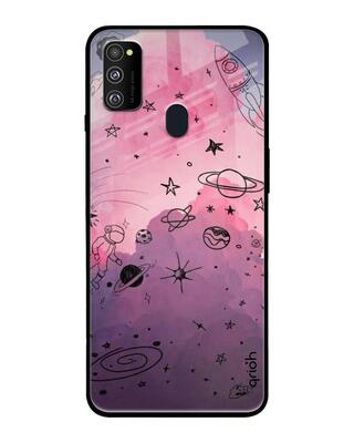 Shop Qrioh Samsung Galaxy M30s Space Doodles Glass Case-Front
