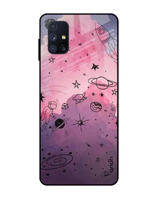 Shop Qrioh Samsung Galaxy M51 Space Doodles Glass Case-Front