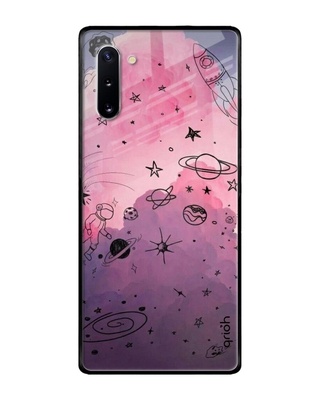 Shop Qrioh Space Doodles Glass Case for Samsung Galaxy Note 10-Front