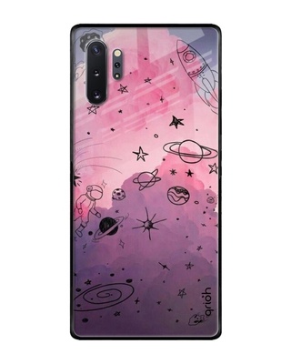 Shop Qrioh Space Doodles Glass Case for Samsung Galaxy Note 10 Plus-Front
