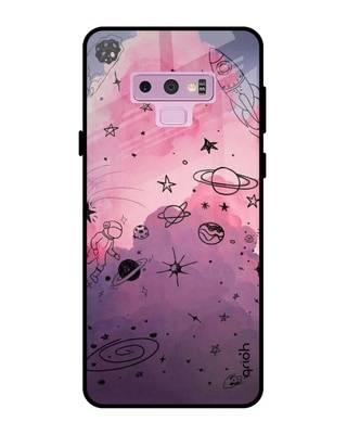 Shop Qrioh Space Doodles Glass Case for Samsung Galaxy Note 9-Front