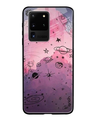 Shop Qrioh Space Doodles Glass Case for Samsung Galaxy S20 Ultra-Front