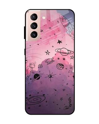 Shop Qrioh Samsung Galaxy S21 Space Doodles Glass Case-Front