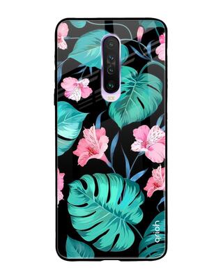 Shop Qrioh Poco X2 Tropical Leaves & Pink Flowers Glass Case-Front