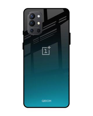 Shop Black-Blue Oneplus 9R Ultramarine Premium Glass Case (Gorilla Glass & Shockproof Anti-Slip Silicone)-Front