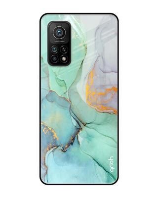 Shop Qrioh Green Marble Glass Case for Xiaomi Mi 10T-Front