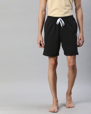 Shop Quarantine Black Solid Shorts-Front