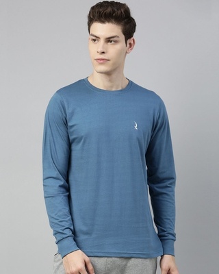 Shop Quarantine Blue Solid T-Shirt-Front
