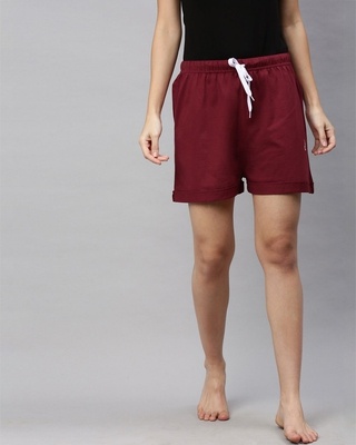 Shop Women's Maroon Mid-Rise Shorts-Front