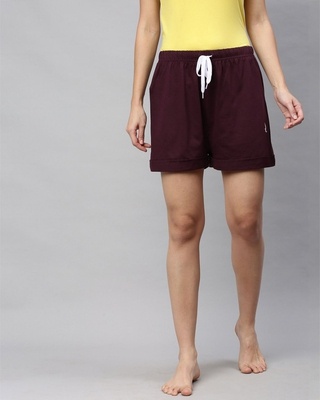 Shop Quarantine Maroon Solid Shorts-Front