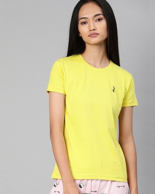 Shop Quarantine Yellow Solid T-Shirt-Front