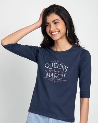 Shop Queens Are Born Round Neck 3/4th Sleeve T-Shirt-Front