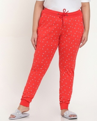 Shop Women's Red Printed Plus Size Lounge Jogger-Front