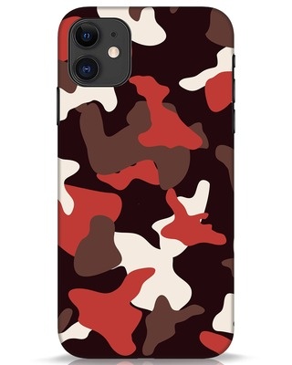 Shop Red Modern Camo iPhone 11 Mobile Cover-Front