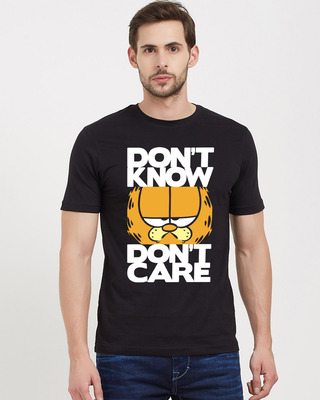 Shop Don't Know, Don't Care Official Garfield Cotton Half Sleeves T-Shirt-Front
