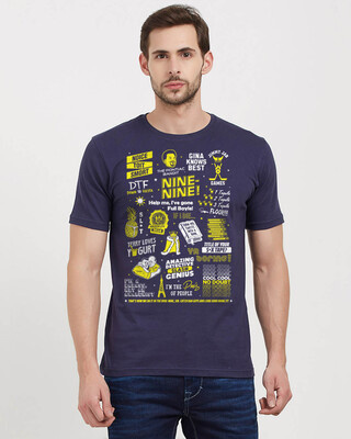 Shop Nine-Nine Infographic Cotton Half Sleeves T-Shirt-Front