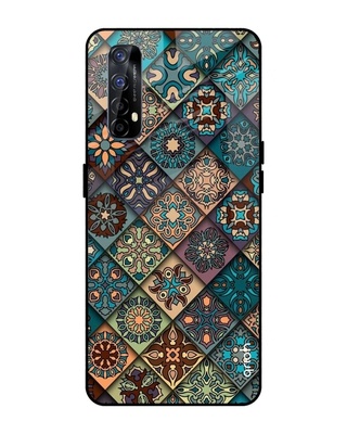 Shop Retro Art Printed Premium Glass Cover for Realme 7 (Shock Proof, Lightweight)-Front