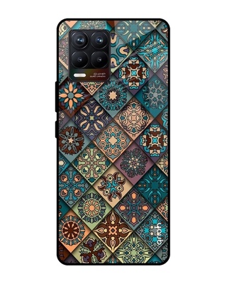Shop Retro Art Printed Premium Glass Cover for Realme 8 (Shock Proof, Lightweight)-Front