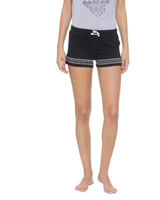 Shop Slumber Jill Embroidered Women Black Night Shorts-Front