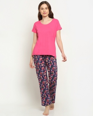Shop Women's Pink Floral Pyjama Set-Front