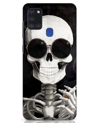 Shop Smoking Skull Samsung Galaxy A21s Mobile Cover-Front