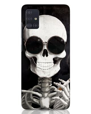 Shop Smoking Skull Samsung Galaxy A51 Mobile Cover-Front