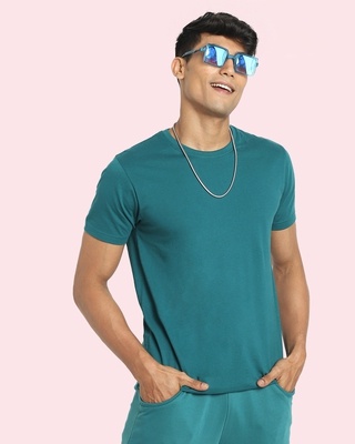 Shop Snazzy Green Half Sleeve T-shirt For Men's-Front