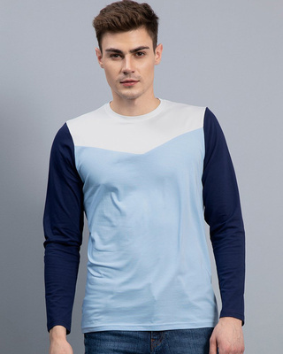 Shop Snitch Convivial Sky Blue Full Sleeves T-Shirt-Front