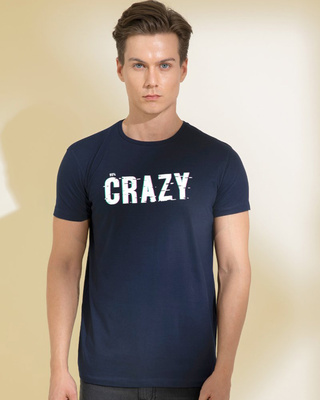 Shop Snitch Crazy Navy Graphic T-Shirt-Front