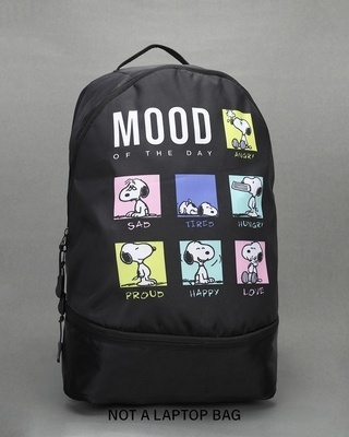 Shop Unisex Black Snoopy Moods Small Backpack-Front