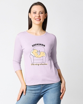 Shop Sofasana Round Neck 3-4 Sleeve T-Shirt-Front