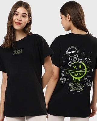 Shop Women's Black Space Bound Graphic Printed Boyfriend T-shirt-Front
