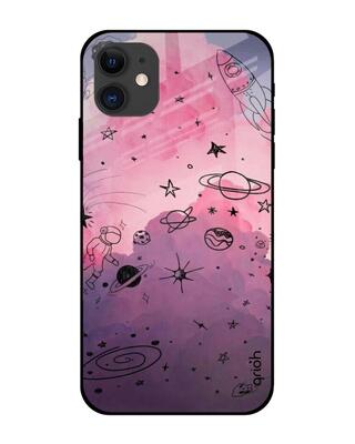 Shop Qrioh iPhone 12 Space Doodles Glass Case-Front