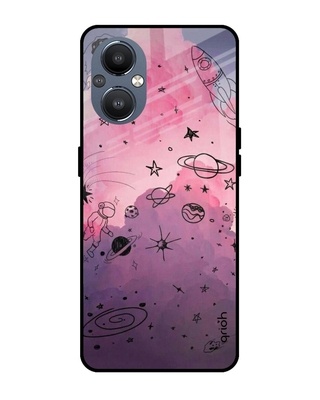 Shop Space Doodles Printed Premium Glass Cover For OnePlus Nord N20 (Shockproof, Light Weight)-Front