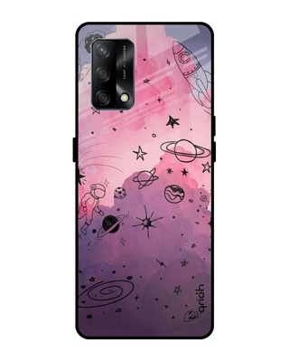 Shop Space Doodles Printed Premium Glass Cover for Oppo F19 (Shock Proof, Lightweight)-Front
