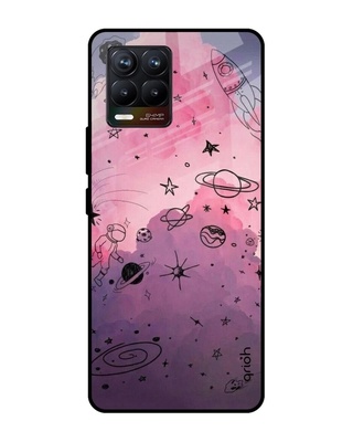 Shop Space Doodles Printed Premium Glass Cover for Realme 8 Pro (Shock Proof, Lightweight)-Front