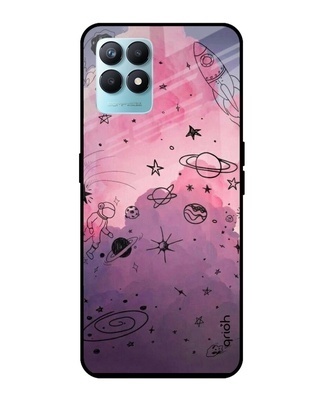 Shop Space Doodles Printed Premium Glass Cover for Realme Narzo 50 (Shockproof, Light Weight)-Front