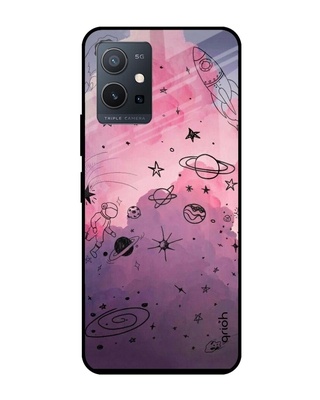 Shop Space Doodles Printed Premium Glass Cover for Vivo Y75 5G (Shock Proof, Lightweight)-Front