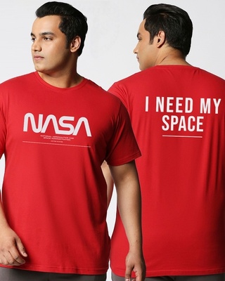 Shop Men's Red Spaced NASA Plus Size Relaxed Fit T-shirt-Front