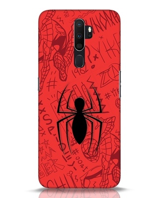 Shop Spider Doodle 3D Designer Cover for Oppo A5 2020-Front
